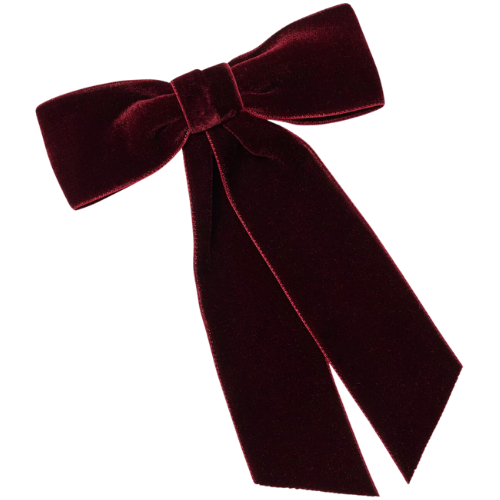 Selfridges Wide velvet bow barrette Red Merlot Plum