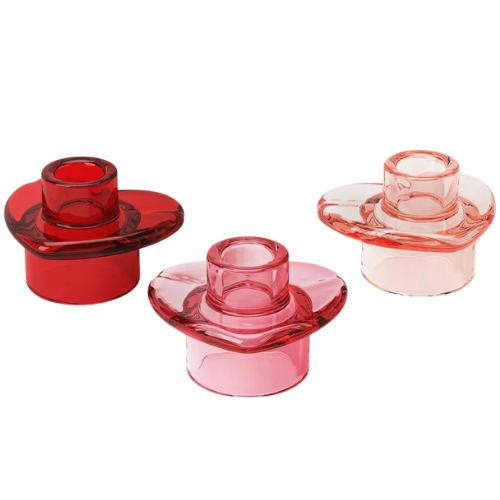 Target 3pk Glass Heart Valentine's Candle Holders - Threshold taper candlestick