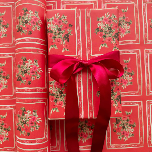 Etsy Wrapping Paper: Scarlet Brocade Floral {Gift Wrap, Birthday, Holiday, Christmas}