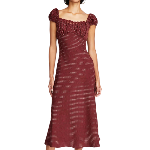 Macy's And Now This Women's Dotted Lace-Trim Cap-Sleeve Dress red polka dot midi