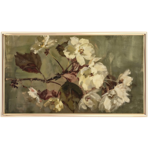 White flowers still life painting frame tv art