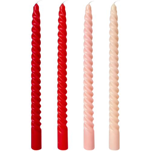 Ombre Spiral Taper Candles Pink Red Valentine's