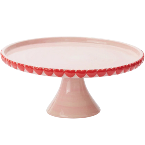 Birch Lane Heart Rim Cake Stand Ceramic Pink Red