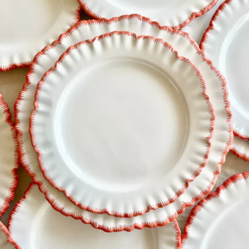 the ARK elements Prima Dinner Plate - Poppy Red Rimmed Scallop Edge