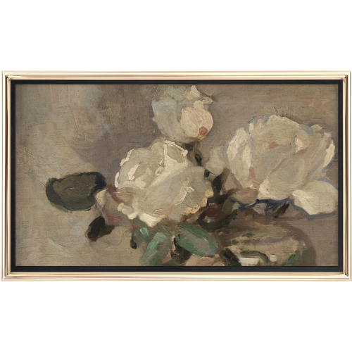 White Peonies Roses Flowers Floral Still Life Frame TV Art