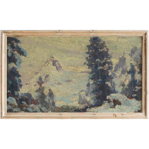 Vintage painting snow mountain landscape frame tv art winter