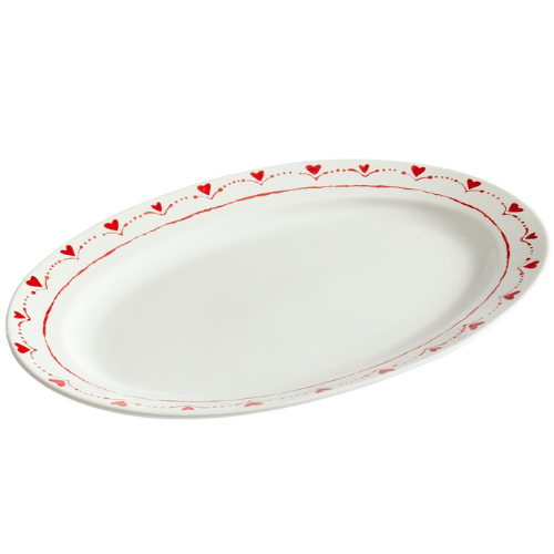 Pottery Barn (US) Painted Hearts Serving Platter red white