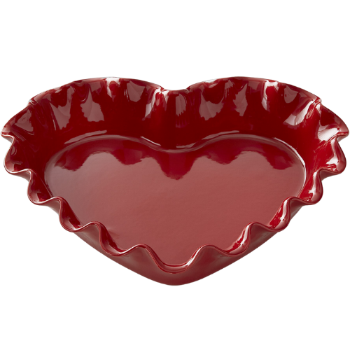 Williams-Sonoma Emile Henry French Ceramic Ruffle Heart Pie Dish red