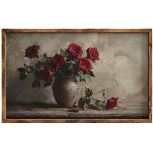 Red Roses Arrangement Floral Still Life Moody Valentine's Day Frame TV Art