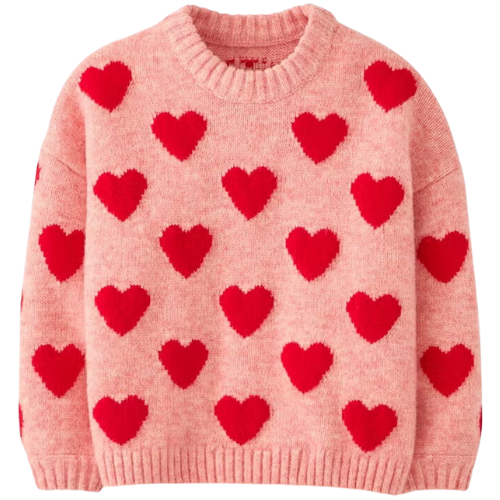 Hanna Andersson Valentine's Sweater Girls Pink Hearts Red