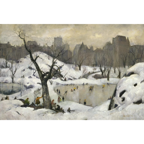 Central Park snow landscape winter frame tv art pond