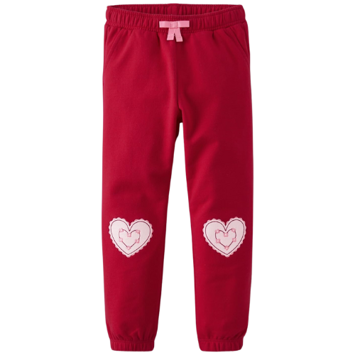 Gymboree Girls' and Toddler Fleece Jogger Sweatpants hearts red pink