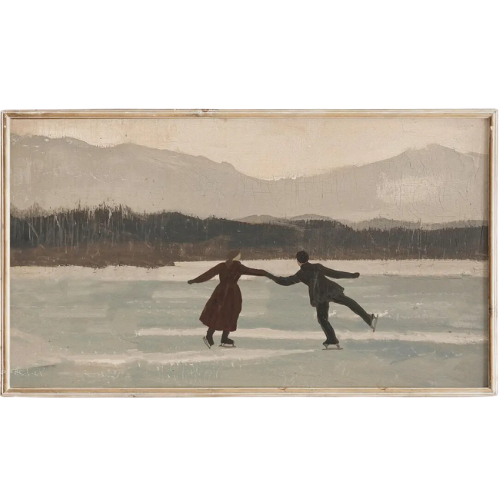 Couple Ice Skating winter frame tv art