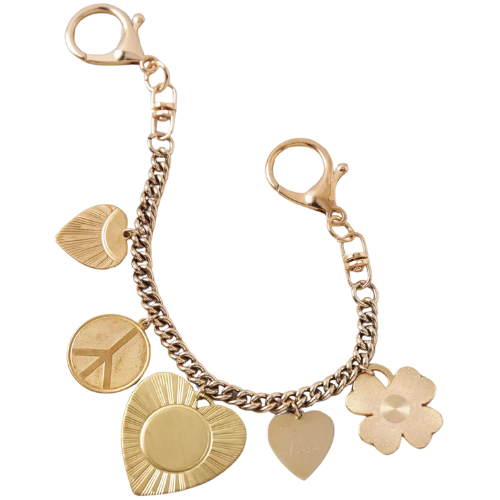 Anthropologie (US) Heart Token Bag Charm Gold Chain Flower Peace