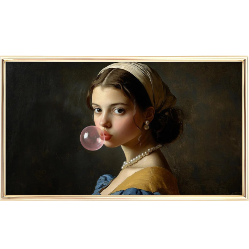 Bubblegum Vermeer Portrait Painting Frame TV Art