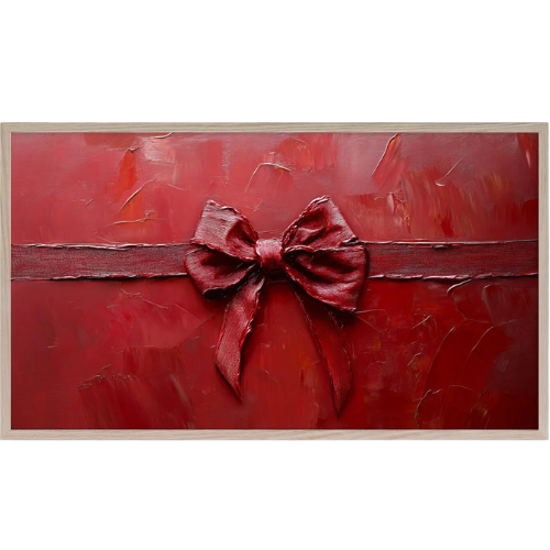 Red bow painting valentine's day frame tv art