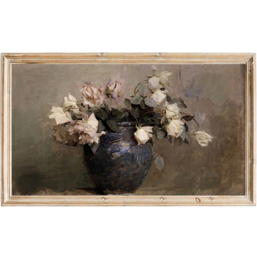 Floral Flowers Still Life Black Vase Frame TV Art