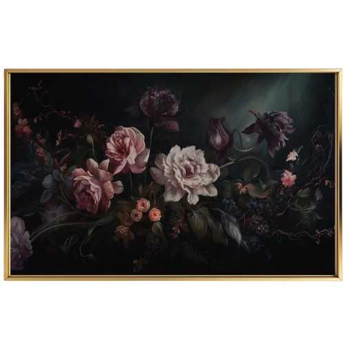 Moody Purple Pink Flowers Frame TV Art