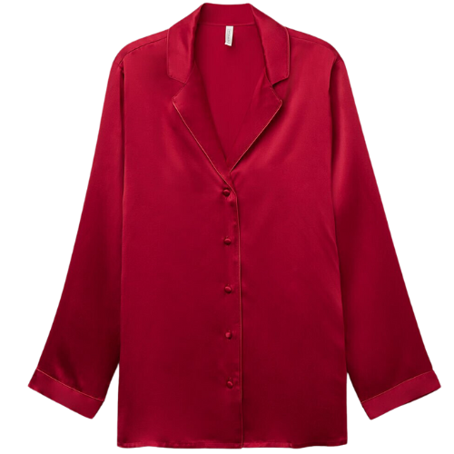 Mannish-Cut Jacket in Silk Satin - Intimissimi red pajama top