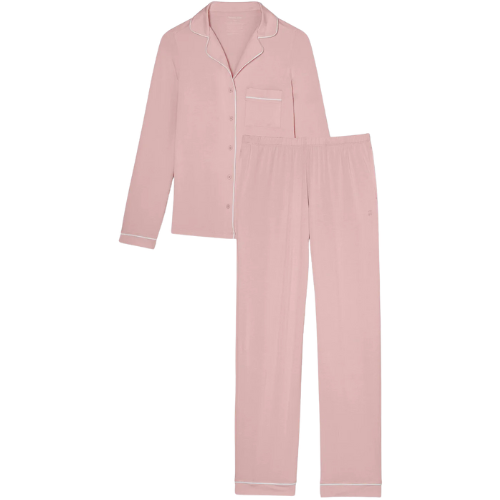 Tommy John Women's Downtime Long Sleeve Pajama Top & Pant Set pink