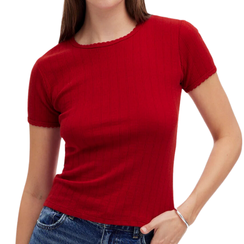 Madewell Red Madewell x LESET Pointelle Slim-Fit Tee