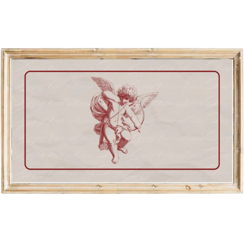 Red White Valentine's Day Cupid Drawing Print Frame TV Art