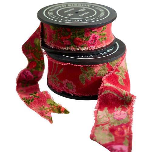 Terrain Red Floral Velvet Ribbon