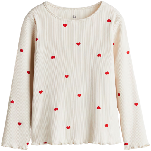 H&M (US + CA) Long-sleeved Jersey Top hearts girls