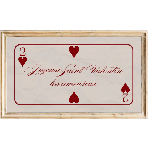 Valentine's Day Playing Card French Frame TV Art Red White