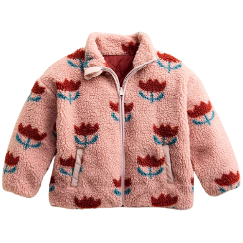 Kohl's Kids 4-12 Little Co. by Lauren Conrad Reversible High-Pile Fleece Jacket Tulip Flowers Pink Girls