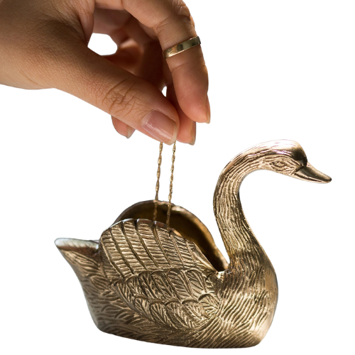 Catbird Swan Ring Holder Brass Gold Jewelry