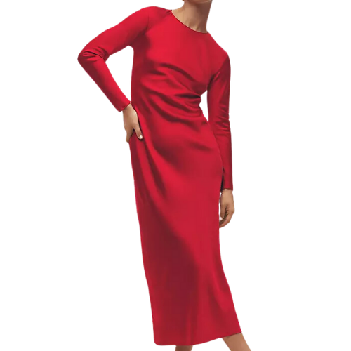 Ann Taylor Red Bias Sheath Maxi Dress