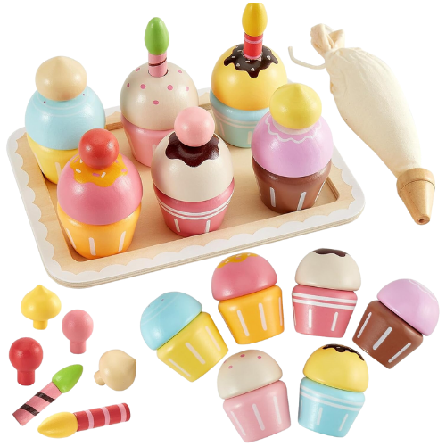 Wooden Cupcake Toys Play Kids