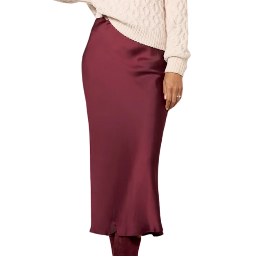 Evereve Burgundy Maddie Satin Skirt