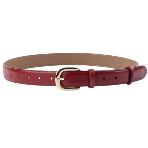 Commense Retro Buckle Versatile Belt Burgundy Merlot