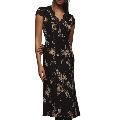 Anthropologie (US) Reformation Tiffie Midi Dress Black Floral