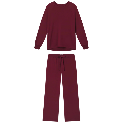 Lake Pajamas Relax Pants Set in Burgundy red lounge