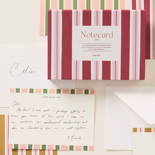 Anthropologie (US) Papier Candy Striped Hardcover Boxed Notecard Set Stationery