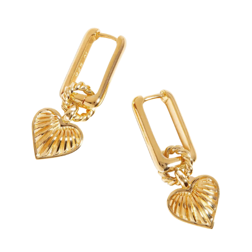 Missoma Ridge Heart Charm Earrings | 18ct Gold Plated Vermeil