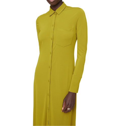 Banana Republic (US) Jersey Knit Shirtdress midi long sleeve chartreuse