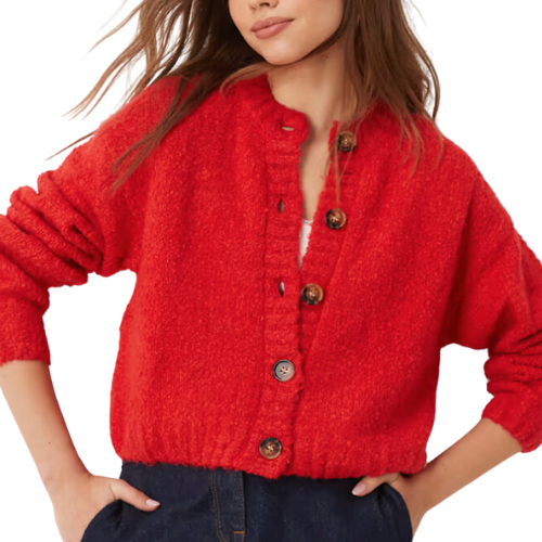 ASOS Glamorous chunky boxy crop knit cardigan in red