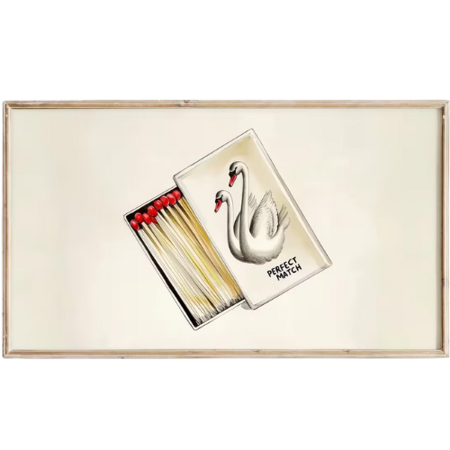 Perfect Match Swan Vintage Matches Valentine's Day Frame TV art