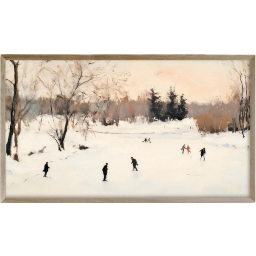 Ice Skating Snow Landscape Vintage Frame Tv Art