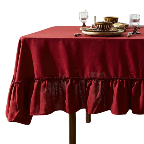 Red Ruffled Tablecloth