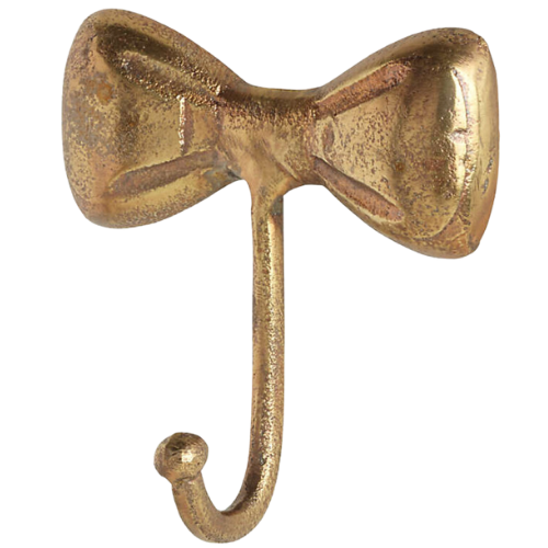 Crate & Barrel Little Bow Gold Metal Wall Hook, Set of 3 Brass