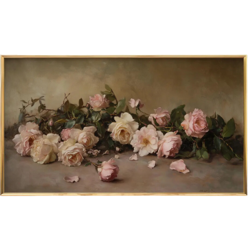 Muted Roses Still Life Painting Frame TV Art Pink