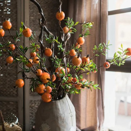 Birch Lane Rustic Artificial Pomegranate Fruit Stem orange