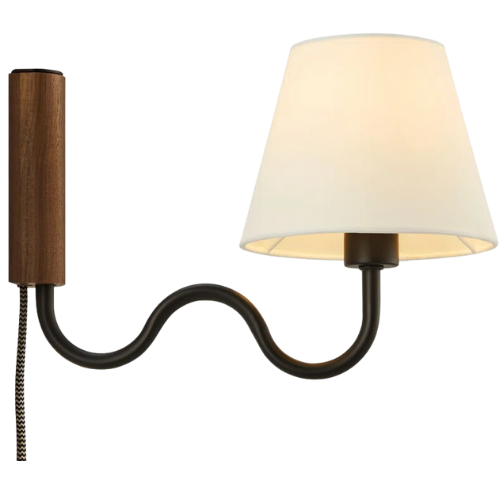 Wayfair North America Sunlit Squiggle Arm Wall Sconce In Walnut Black