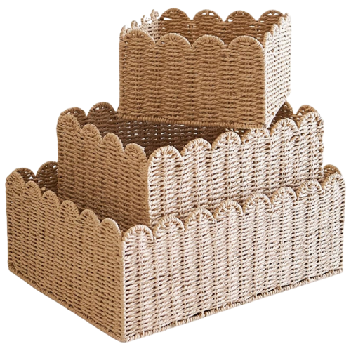 Scallop Edge Basket Wicker Rattan