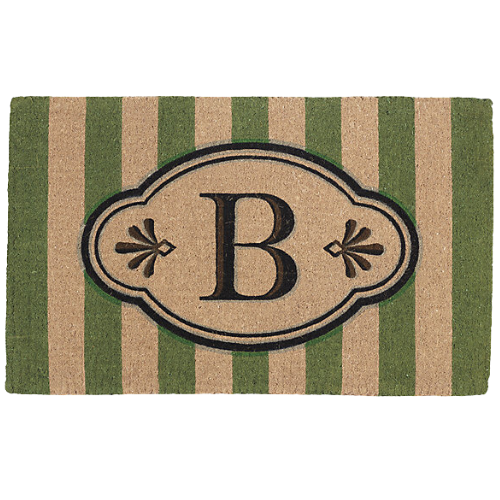 Frontgate Ameile Cabana Stripe Monogrammed Coco Doormat green